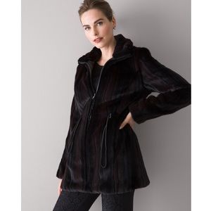 WHBM | Faux Fur Mink Drawstring Coat STYLE: 570319314